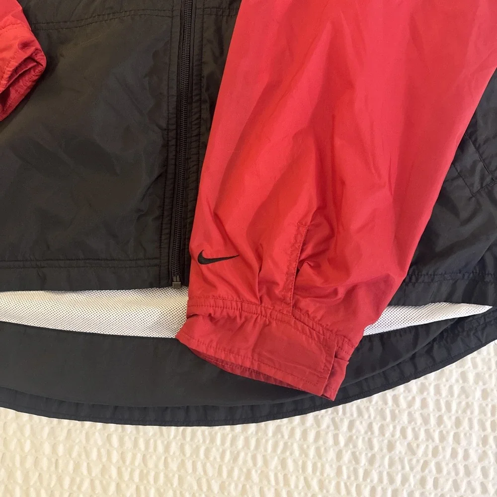 VTG Nike Nylon Windbreaker Jacket Men's XL Full Zip Red/Black/Gray - Picture 3 of 10